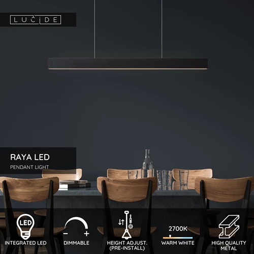 Lucide RAYA LED - Pendant light - LED Dim. - 1x36W 2700K - Black - USP